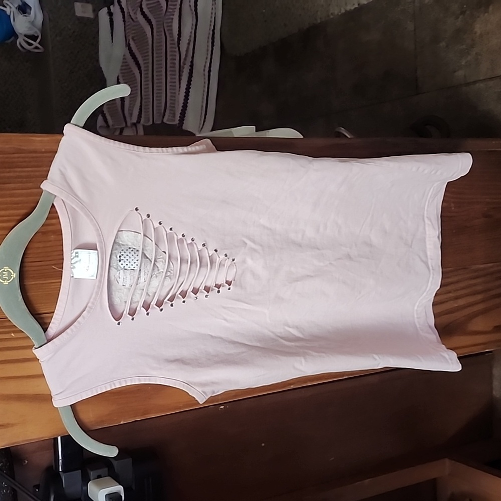 Preloved Vance Biker Wear,  Ladies Soft Pink Slotted Tank Top